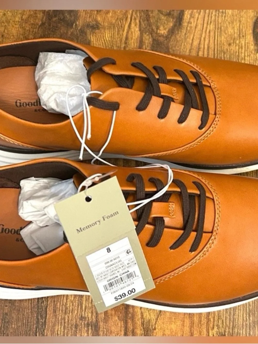 Men's Luis Hybrid Oxford Sneakers - Goodfellow & Co™ Cognac Lace up Size 8 new